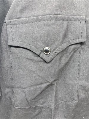 New Men’s ELY Cattleman Black Western Short Sleeve Pearl Snap 16 Large T-53