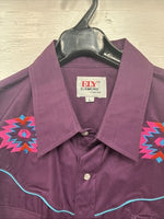 New Men’s ELY Diamond People Western Design Long Sleeve Pearl Snap Large V-85