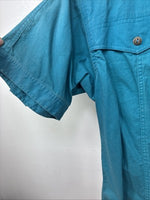 New Women’s Wrangler Blue Short Sleeve Button Up Medium MM-107