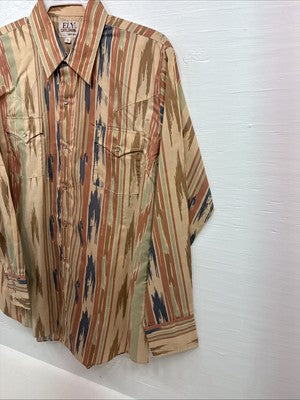 New Men’s ELY Cattleman Camo Design Long Sleeve Pearl Snap 16 Large Q-97