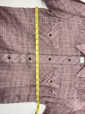 New Men’s Karman Pink Designed Short Sleeve Pearl Snap 14.5 Small AA-90