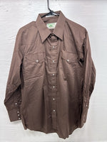 New Men’s Mesquite Brown Long Sleeve Pearl Snap 16 X 35 Large AA-84