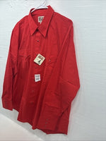 New Men’s ELY Cattleman Simple Red Long Sleeve Pearl Snap 17.5 X 35 XL R-60