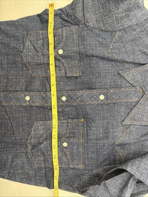 New Men’s LongHorn Blue Jean Long Sleeve Pearl Snap 14 Small AA-100