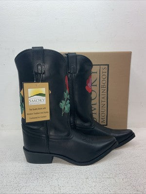 New Youth Black Smoky Mountain Cowboy Boots. 3688 Y 4. 22-114