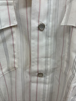 New Men’s H Bar C White Stripe Long Sleeve Pearl Snap 16 X 34 Large Q-61