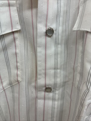 New Men’s H Bar C White Stripe Long Sleeve Pearl Snap 16 X 34 Large Q-61