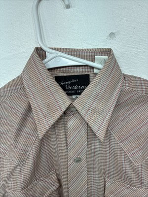 New Women’s Champion Western Plaid Long Sleeve Pearl Snap Size 14 II-71