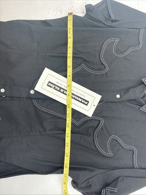 New Women’s Panhandle Slim Black Short Sleeve Pearl Snap Large GG-9