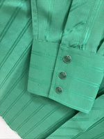 New Men’s White Horse Green Stripe Long Sleeve Pearl Snap Large Q-64
