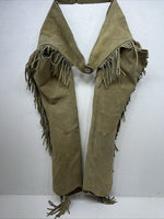 NOS Tan Show Chaps With Fringe Adjustable Waist 42” L-39