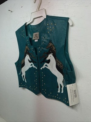 New Women’s Turquoise 1849 Authentic Ranchwear Horse Vest XL #3729 WW-32