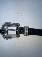 New Black Genuine Leather Silver Pendent XXL Belt #398402 NN-114