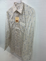 New Men’s H Bar C Yellow Floral Long Sleeve Pearl Snap 16 X 35 Large V-105