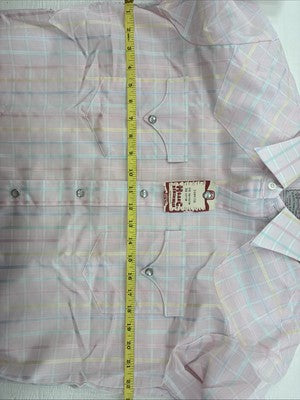 New Men’s H Bar C Pink Plaid Long Sleeve Pearl Snap 16.5 X 34 Large X-50