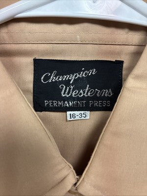 New Men’s Champion Western Brown Pink Plaid Long Sleeve Pearl Snap 16 Large X-36