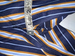 New Vintage Blue And Brown Striped Fenton Polyester Pants #656 SS-76