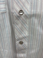 New Men’s H Bar C White Stripe Long Sleeve Pearl Snap 16.5 Large X-58