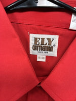 New Men’s ELY Cattleman Simple Red Long Sleeve Pearl Snap 16 Large Q-92