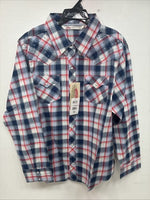 New Women’s Cumberland Blue Red Plaid Long Sleeve Pearl Snap 2XL GG-14