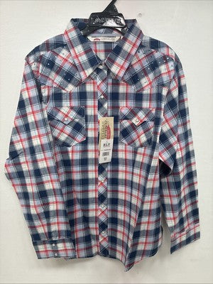 New Women’s Cumberland Blue Red Plaid Long Sleeve Pearl Snap 2XL GG-14
