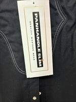 New Women’s Panhandle Slim Black Short Sleeve Pearl Snap Size Large TT-48