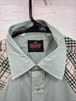New Men’s Western Shirts Blue Plaid Long Sleeve Pearl Snap 15.5 Medium T-72