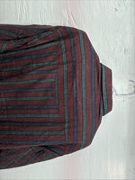New Men’s ELY Cattleman Red Multicolor Stripe Long Sleeve Pearl Snap XL Q-96