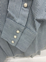 New Men’s Wrangler Blue White Stripe Long Sleeve Pearl Snap 17.5 X 35 XL T-25