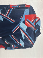 New Men’s Panhandle Slim Blue Red Design Long Sleeve Pearl Snap 15.5 Medium V-73