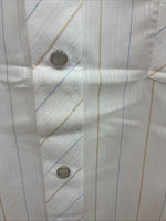 New Men’s ELY Cattleman White Stripe Long Sleeve Pearl Snap 16 X 34 Large M-24