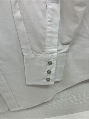 New Men’s ELY Diamond White Western Print Long Sleeve Pearl Snap Large V-35