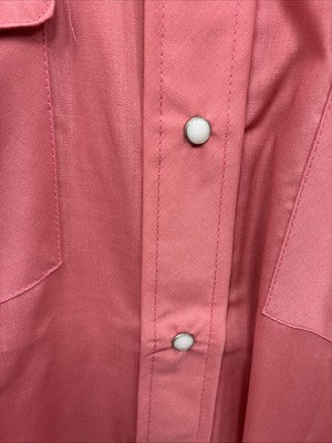 New Men’s Panhandle Slim Pink Short Sleeve Pearl Snap 16 X 35 Large M-94