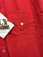 New Men’s ELY Cattleman Simple Red Long Sleeve Pearl Snap 16 Large Q-92