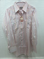New Men’s H Bar C Pink Plaid Long Sleeve Pearl Snap 16.5 X 34 Large X-50