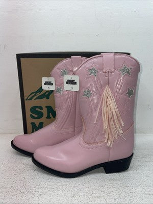 New Youth Pink With Fringe Smoky Mountain Cowboy Boots. 1058 J C 3. 22-4