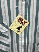 New Men’s ELY Cattleman Blue White Stripe Short Sleeve Pearl Snap XL M-35