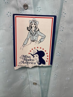 New Women’s Miss Rodeo Blue Ruffled Long Sleeve Pearl Snap Small KK-21