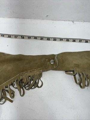 NOS Tan Show Chaps With Fringe Adjustable Waist 42” L-39