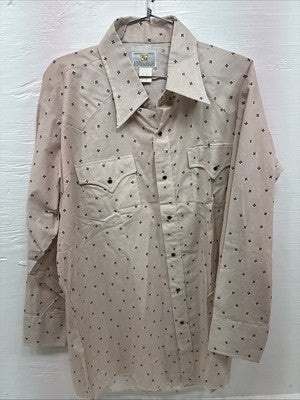 New Men’s Dickson Jenkins Tan Floral Long Sleeve Pearl Snap 17.5 XL AA-29