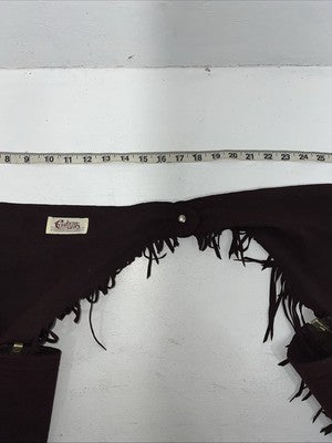 New Burgundy Cowboys Show Chaps With Fringe Adjustable Waist 32” N-45