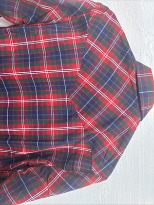 New Men’s ELY Plains Red Blue Plaid Long Sleeve Pearl Snap 14.5 Small T-86