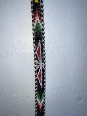 New Brown Genuine Leather Beaded 34” Belt Z-121