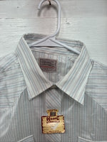 New Men’s H Bar C White Stripe Long Sleeve Pearl Snap 16.5 Large X-58