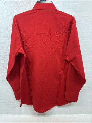 New Men’s ELY Cattleman Red Long Sleeve Pearl Snap 16.5 X 35 Large AA-56