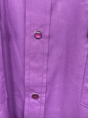 New Men’s ELY Cattleman Purple Simple Short Sleeve Pearl Snap 17 XL M-76