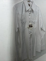New Men’s White ELY Cattleman Long Sleeve Pearl Snap Shirt. Tall Large P-58