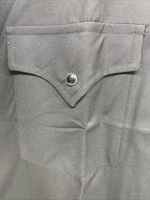 New Men’s ELY Cattleman Black Short Sleeve Pearl Snap 16.5 Large X-16