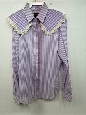 New Women’s Panhandle Slim Purple Design Long Sleeve Pearl Snap Size 32 MM-79