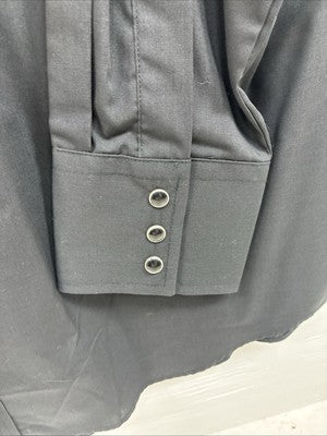 New Men’s ELY Diamond Black Western Design Long Sleeve Pearl Snap Large AA-18